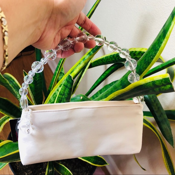 Nina Handbags - Nina || Ivory clear Beads Handbag Purse